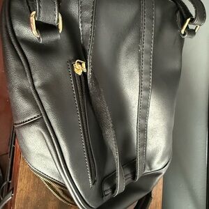 Elegant Black Leather Women's Backpack